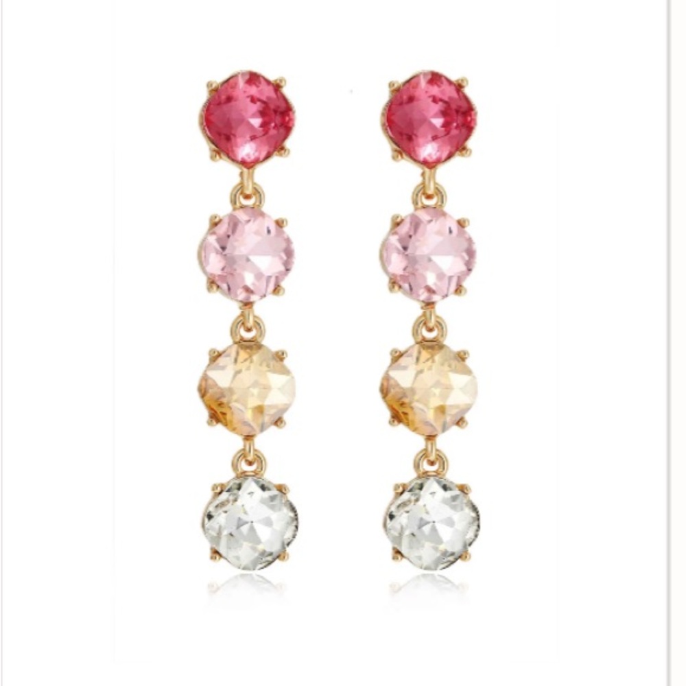 Ettika 18k gold plated pink Crystal drop Earrings